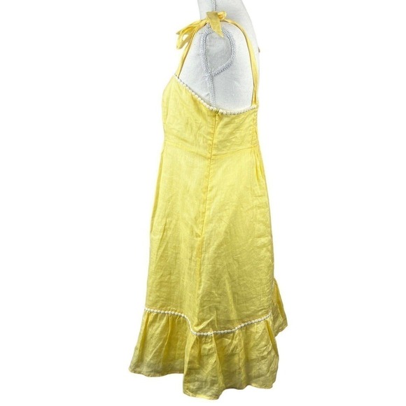 Lilly Pulitzer Cormick Yellow Linen Dress Size 6 Tie Shoulder Summer Beach - Picture 12 of 16
